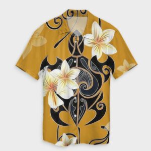Hawaiian Turtle Plumeria Hawaiian Shirt Yellow  - Thelegend59
