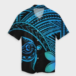 Hawaiian Turtle Plumeria Kakau Quilt Hawaiian Shirt Blue  - Thelegend59