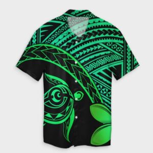 Hawaiian Turtle Plumeria Kakau Quilt Hawaiian Shirt Neo Green  - Thelegend59