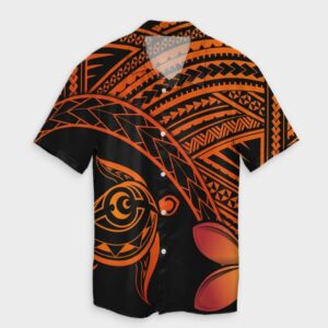Hawaiian Turtle Plumeria Kakau Quilt Hawaiian Shirt Neo Orange  - Thelegend59