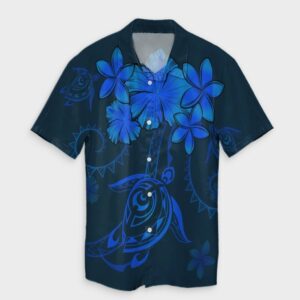 Hawaiian Turtles Hibiscus Plumeria Hawaiian Shirt - Blue  - Thelegend59