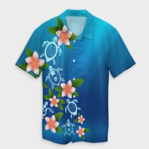 Hawaiian Tuttle And Plumeria Flower In The Sea Hawaiian Shirt  - Thelegend59
