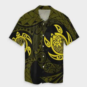 Hawaiian Two Turtle Hawaiian Shirt Yellow  - Thelegend59