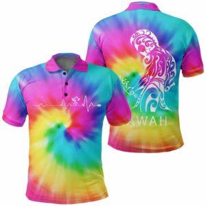 Hawaiian Warrior Polo Hawaiian Shirts Tie Dye  - Thelegend59