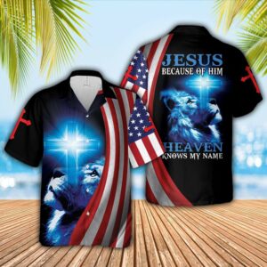 Heaven Knows My Name American Flag Lion Jesus Cross Hawaiian Shirts  - Thelegend59