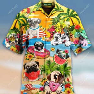 Hello Summer Happy Pug Colorful Nice Design Hawaiian Shirt For Men Women  - Thelegend59