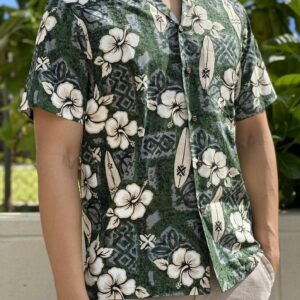 Hibiscus Flower And Surf Board Green Amazing Design Hawaiian Shirt  - Thelegend59