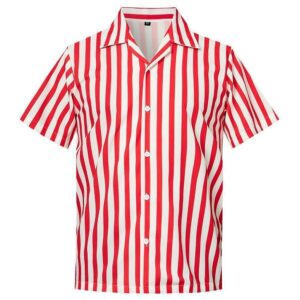 High Quality Mens Hawaiian Shirt Red Stripes Printing  - Thelegend59