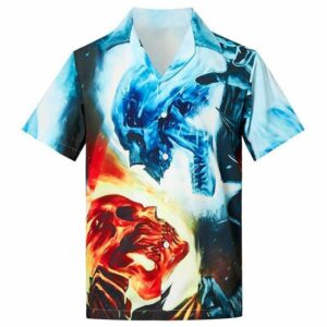 High Quality Mens Hawaiian Shirts Ugly Skull Printed  - Thelegend59