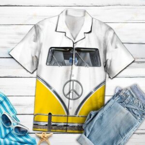 Hippie Bus Yellow Unique Design Hawaiian Shirt For Men Women  - Thelegend59