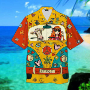 Hippie Cow 3D Hawaiian Shirt - For Men And Women - Kids  - Thelegend59