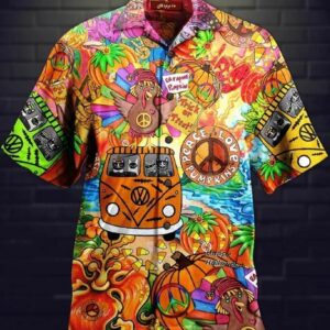 Hippie Hawaiian Ii Graphic Print Short Sleeve  - Thelegend59