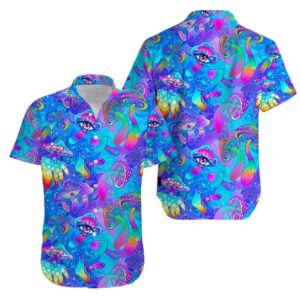 Hippie Magic Trippy Eyes Mushroom Aloha Hawaiian Shirts  - Thelegend59