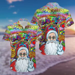Hippie Santa Claus Hawaiian Aloha Hawaiian Shirtss  - Thelegend59