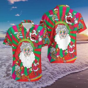 Hippie Santa Claus Merry Christmas Hawaiian Aloha Hawaiian Shirtss  - Thelegend59