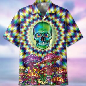 Hippie Tie-Dye Skull Mushroom Let'S Eat Me Hawaiian Aloha Hawaiian Shirtss  - Thelegend59