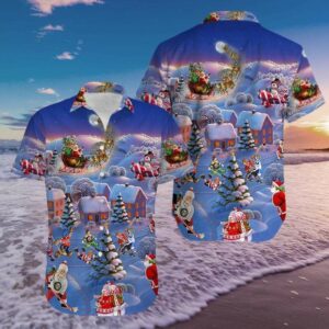 Hockey And Santa Claus Christmas Unisex Hawaiian Aloha Hawaiian Shirtss  - Thelegend59