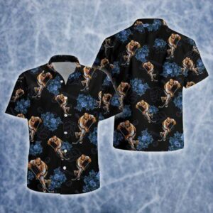 Hockey Player Black Unisex Hawaiian Shirts  - Thelegend59
