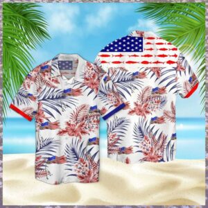 Hook Fishing Usa 4Th Of July Aloha Hawaiian Shirts  - Thelegend59