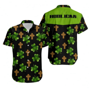 Hooligan Shamrock Irish Cross Patricks Day Hawaiian Aloha Hawaiian Shirtss Custom Text  - Thelegend59