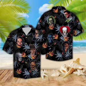 Horror Characters 5 Hawaiian Graphic Print Short Sleeve  - Thelegend59