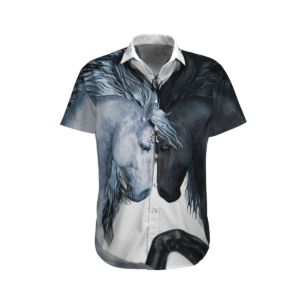 Horse Black Unique Design Unisex Hawaiian Shirt  - Thelegend59