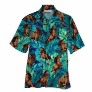 Horse Blue Awesome Design Unisex Hawaiian Shirt  - Thelegend59