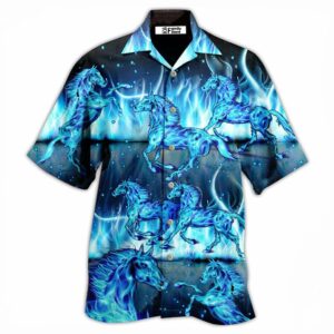 Horse Burning Blue - Hawaiian Shirt - For Men And Women - Kids  - Thelegend59