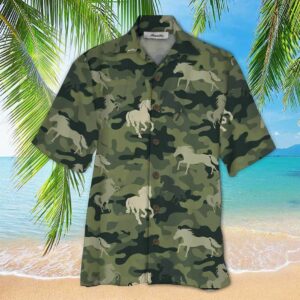 Horse Camo Green Unisex Hawaiian Shirts  - Thelegend59