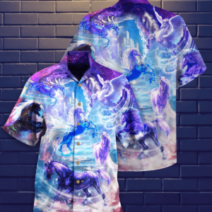Horse Fly To The Galaxy Unisex Hawaiian Shirt  - Thelegend59