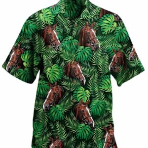 Horse Green Brown Best Design Hawaiian Shirt  - Thelegend59