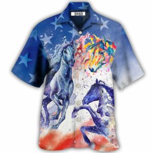 Horse Independence Day - Hawaiian Shirt - For Men And Women - Kids  - Thelegend59
