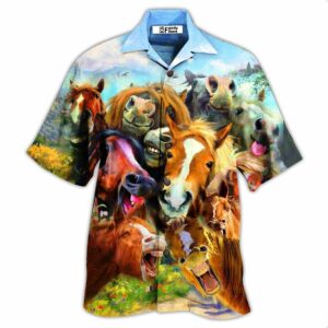 Horse Laughing Beautiful - Hawaiian Shirt - For Men And Women - Kids  - Thelegend59