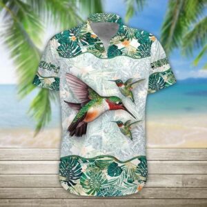 Hummingbird Hawaiian Graphic Print Short Sleeve  - Thelegend59