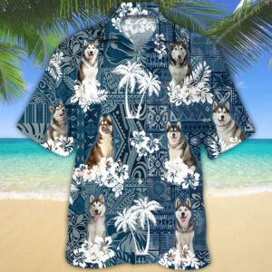 Husky Hawaiian Shirt - For Men And Women - Kids  - Thelegend59