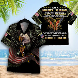 I Am A Grumpy Veteran I Served I Sacrificed I Don'T Regret Hawaiian Shirt - For Men And Women - Kids  - Thelegend59