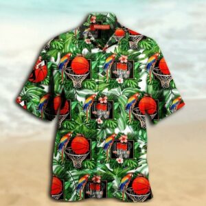 I Love Basketball Parrot Tropical Hawaiian Shirt  - Thelegend59