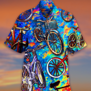 I Love Bike Art Unisex Hawaiian Shirt  - Thelegend59