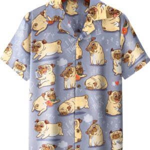 I Love Pug Purple Unisex Hawaiian Shirts  - Thelegend59