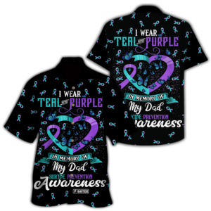 I Wear Teal Purple For My Dad Hawaiian Shirt For Men Women  - Thelegend59
