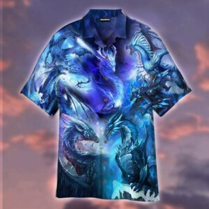 Ice Blue Dragon In The Sky Hawaiian Shirt For Men Women  - Thelegend59