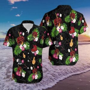 Ice Hockey Black Hawaiian Shirt For Men Women  - Thelegend59