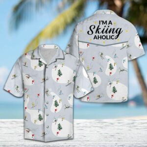 Im A Skiing Aholic Gray Unique Design Hawaiian Shirt For Men Women  - Thelegend59