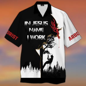 In Jesus Name I Work Hawaiian Shirt For Men Women  - Thelegend59