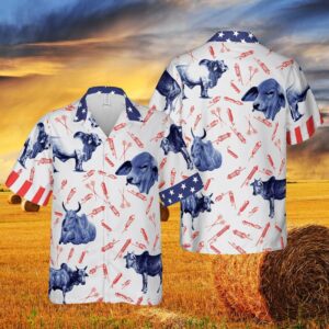 Independence Day Fire Cracker Brahman Pattern All Printed 3D Hawaiian Shirt - For Men And Women - Kids  - Thelegend59