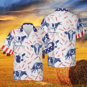 Independence Day Fire Cracker Holstein Friesian Cattle Hawaiian Shirt - For Men And Women - Kids  - Thelegend59