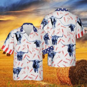 Independence Day Fire Cracker Tx-Longhorn Pattern Hawaiian Shirt - For Men And Women - Kids  - Thelegend59