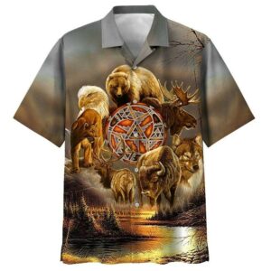 Indigenous  Khaki High Quality Unisex Hawaiian Shirt  - Thelegend59