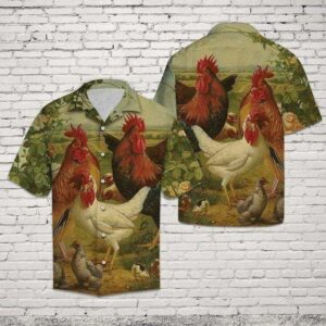 Intage Chicken On Farm Hawaiian Shirt  - Thelegend59