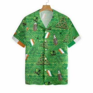 Irish And Wine Ireland Land Happy Patricks Day Green Hawaiian Aloha Hawaiian Shirtss  - Thelegend59